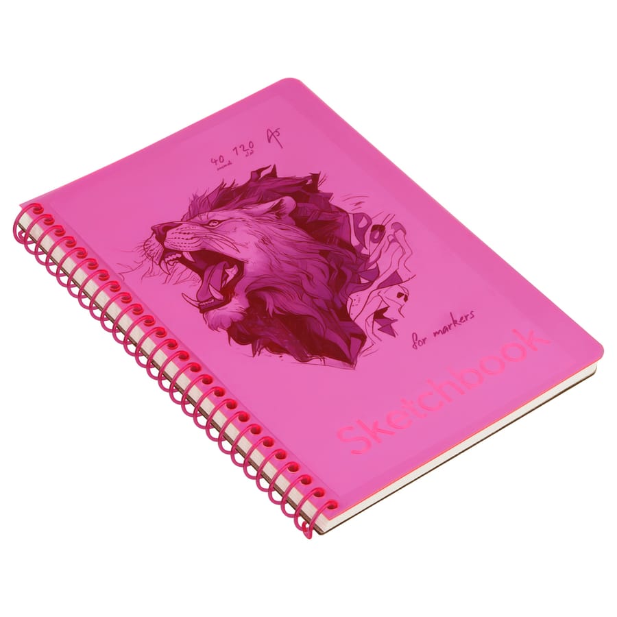 Скетчбук 40л., А5 BG "Neon. Pink", на гребне, маркерная бумага 120г/м2 СА540гр_59315