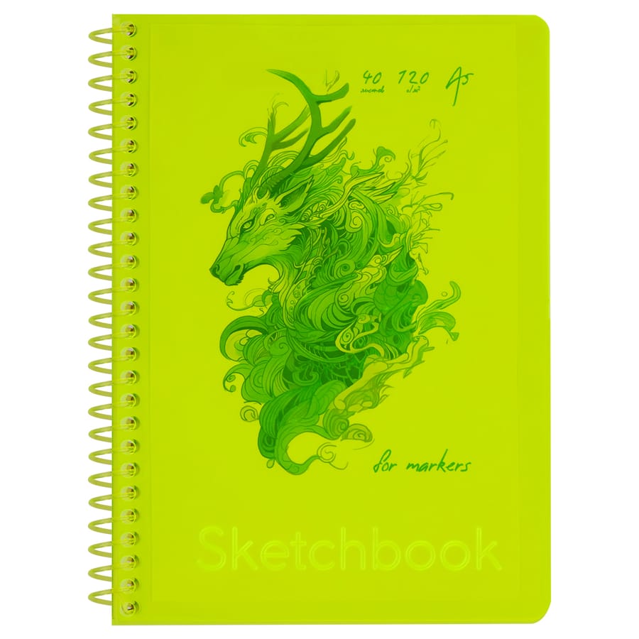Скетчбук 40л., А5 BG "Neon. Yellow", на гребне, маркерная бумага 120г/м2 СА540гр_59314