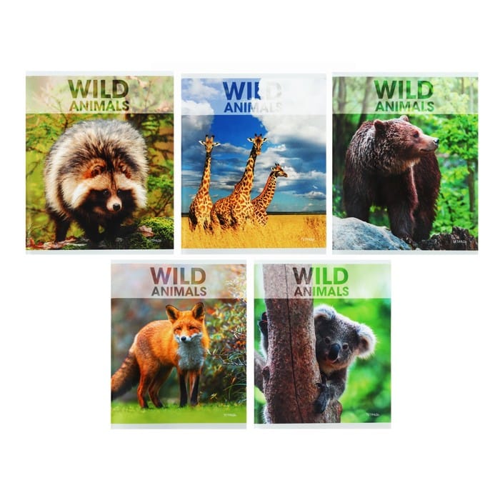 Тетрадь А5 96л. Скрепка. Клетка. Wild animals ТЛ968377.60 г/м2.