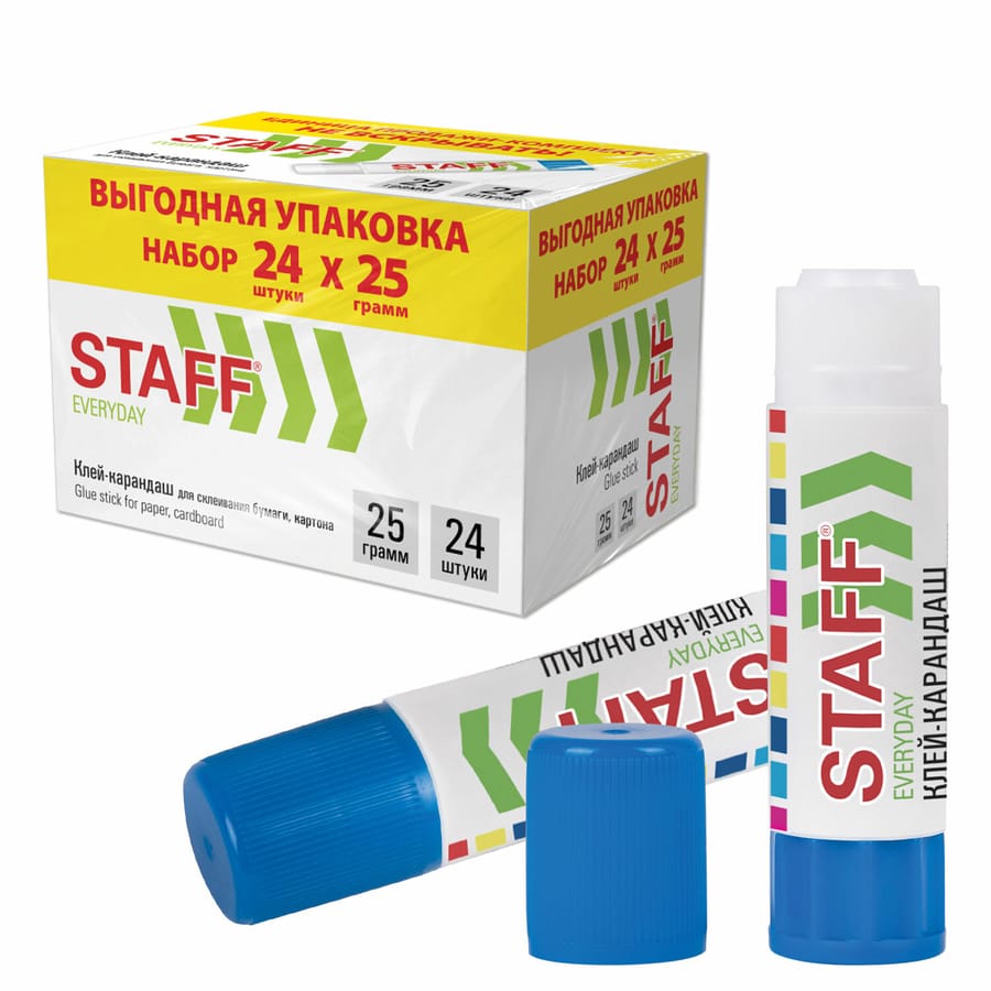 Клей-карандаш 25 г.,Стафф STAFF EVERYDAY, 273018