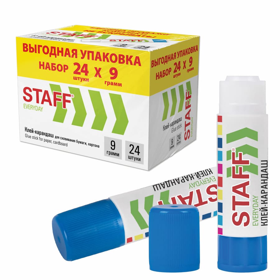 Клей-карандаш 9 г., Стафф, STAFF EVERYDAY, 273016