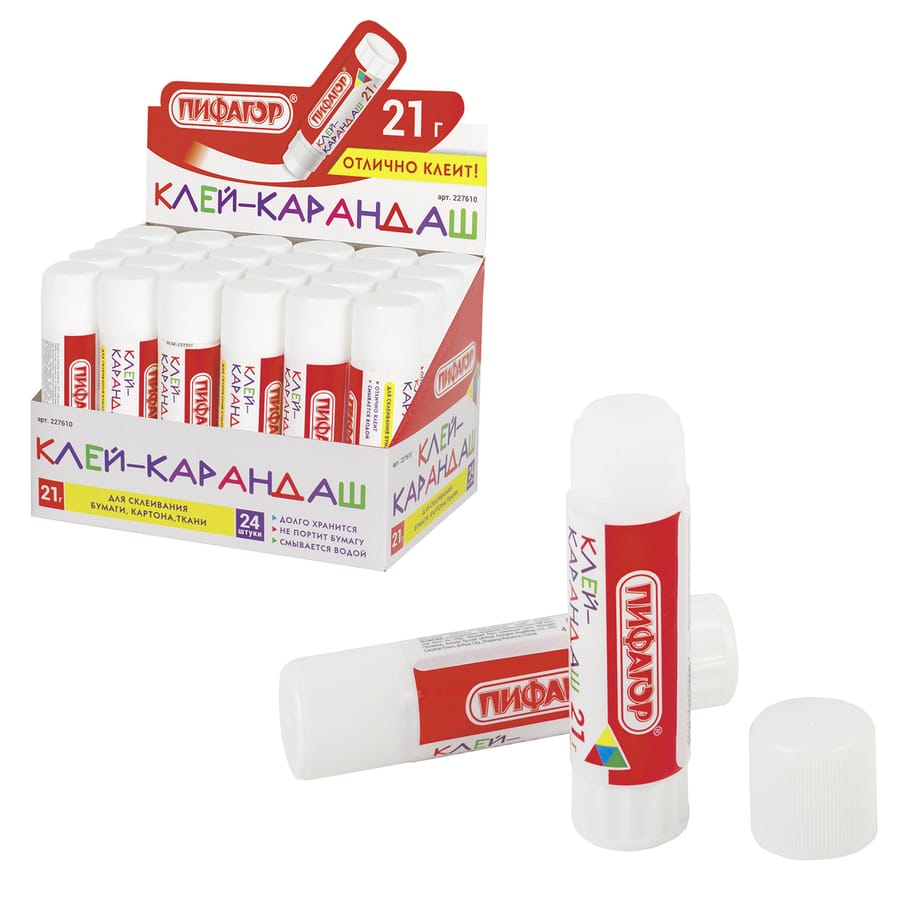 Клей-карандаш ПИФАГОР 21 г, 227610