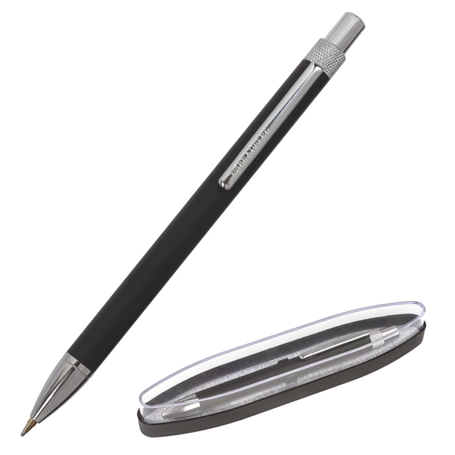 Ручка подарочная шариковая BRAUBERG Allegro, СИНЯЯ, корпус черный с хромом, линия 0,5мм, 143491