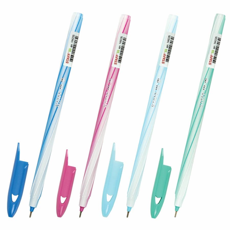 Ручка шариковая STAFF "CANDY PASTEL", СИНЯЯ, игольчатый узел 0,6мм, линия 0,3мм, 144235