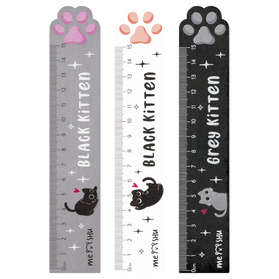 Линейка 15см MESHU "Paw", деревянная,  ассорти, европодвес MS_59669