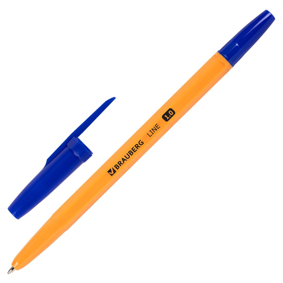 Ручка шариковая, "BRAUBERG", "Orange Line", синяя, корпус ораньжевый, узел - 1мм, 143331