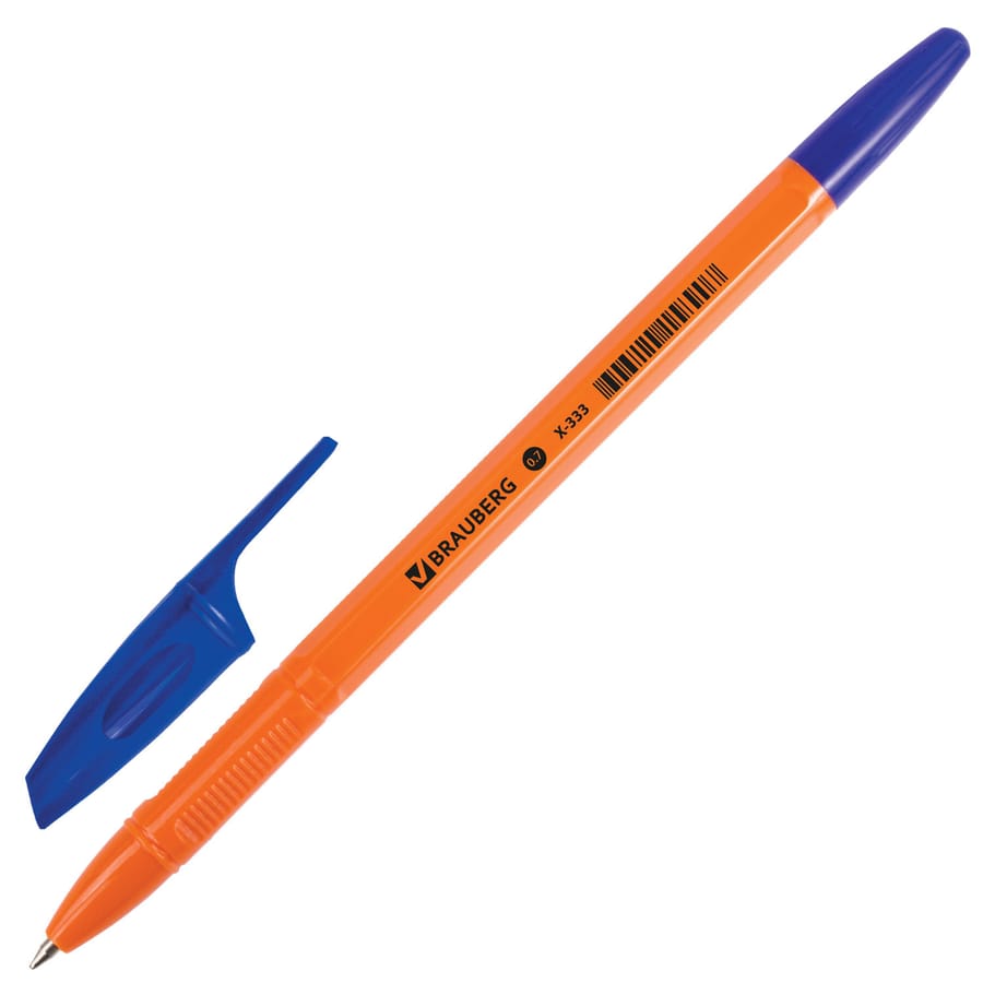 Ручка шариковая, "BRAUBERG", "X-333 Orange", синяя, ораньжевый корпус, узел - 0,7мм, 142409