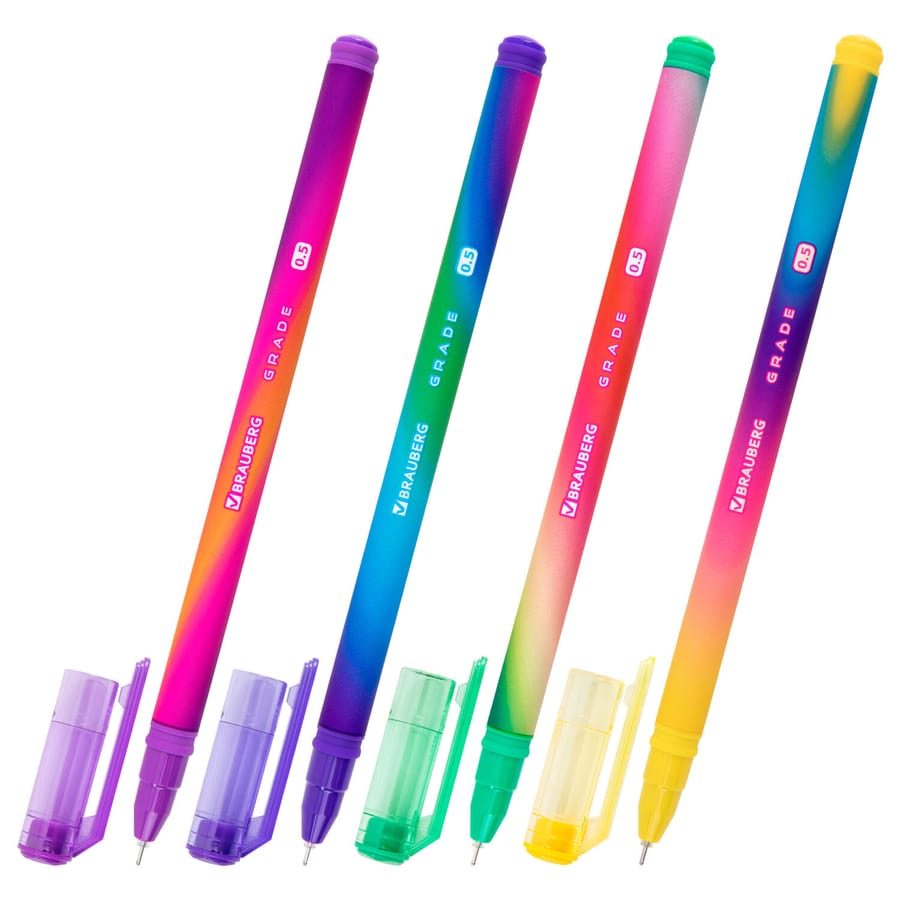 Ручка гелевая BRAUBERG GRADE NEON, ЧЕРНАЯ, игольчатый узел 0,5мм, линия письма 0,3мм, 144285
