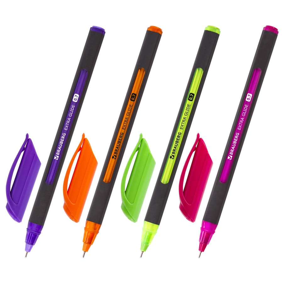 Ручка шариковая масляная BRAUBERG Extra Glide Soft Color, СИНЯЯ, 0,7мм, линия 0,35мм, 142928
