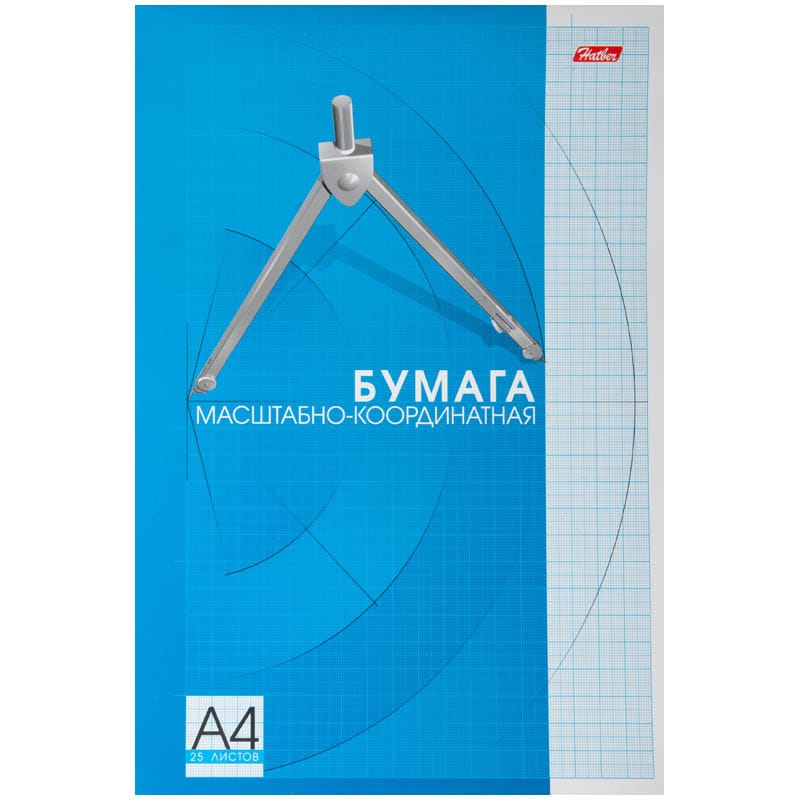 Бумага масштабно-координатная А4 25л рыж сетка склейка Hatber
