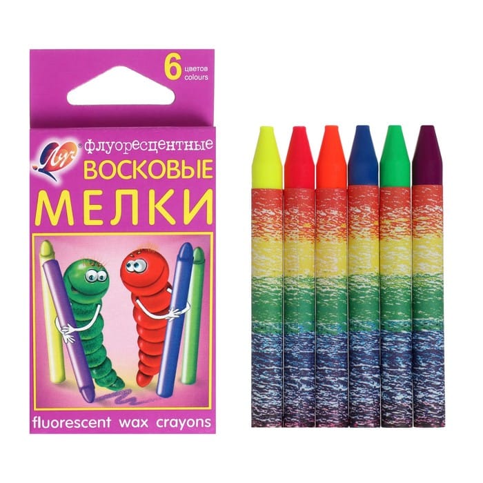 Мелки восковые 6цв на масл основе флуоресц 15С1054-08