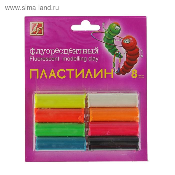 Пластилин 8цв флуорисцентный Луч 12С765-08