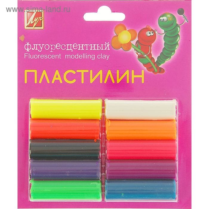 Пластилин 10цв флуорисцентный Луч 12С1197-08