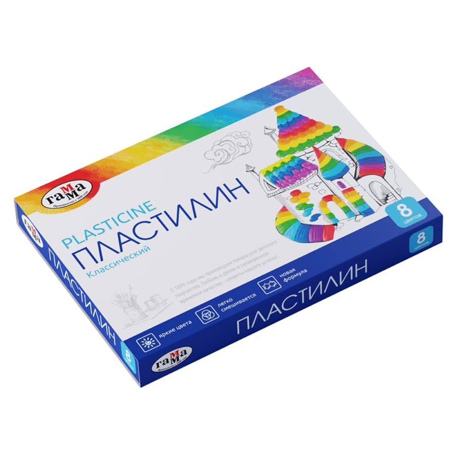 Пластилин 8цв Классический со стеком