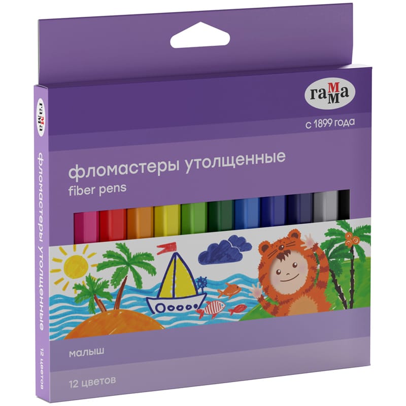 Фломастеры 12цв Гамма Малыш утолщенные смываемые