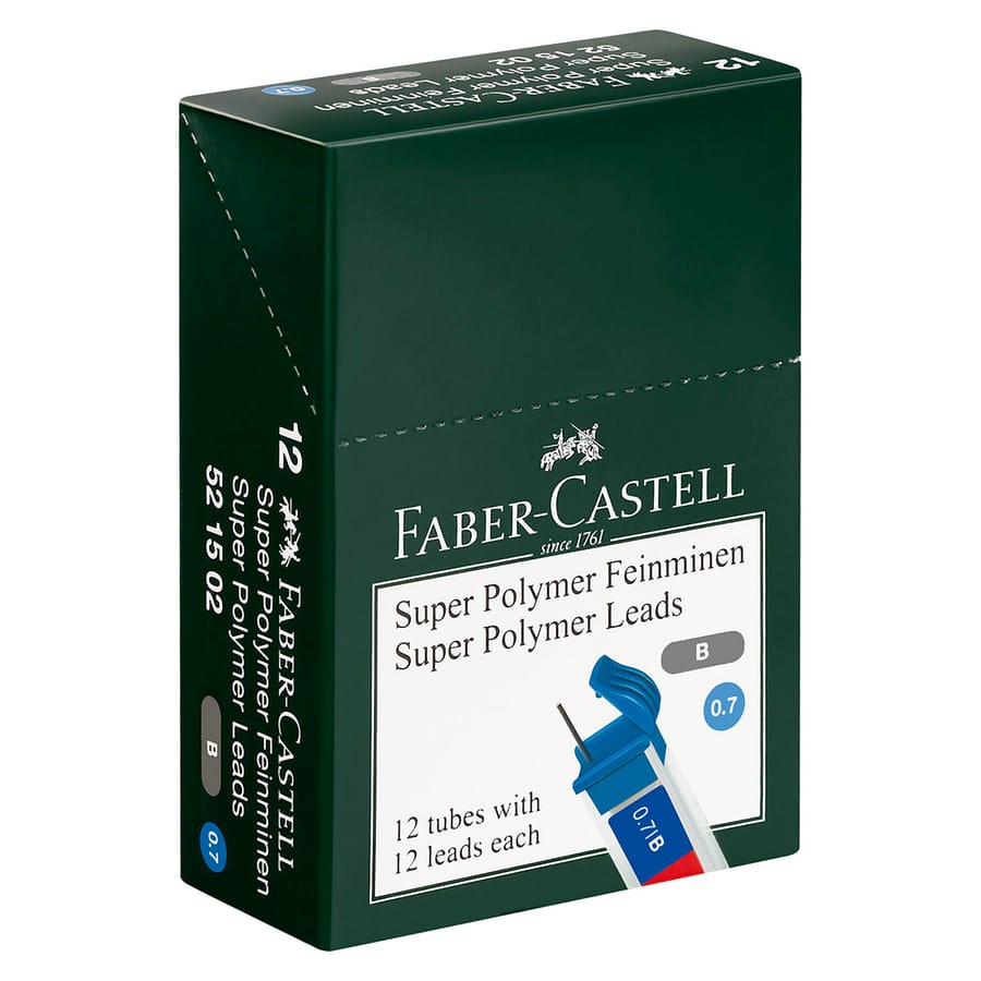 Грифели д/мех карандашей Faber-Castel Polymer В 0,7мм 12шт 521701