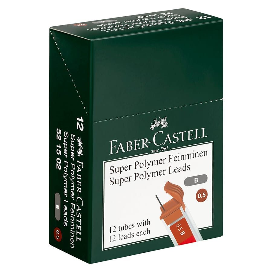 Грифели д/мех карандашей Faber-Castel Polymer В 0,5мм 12шт 521501