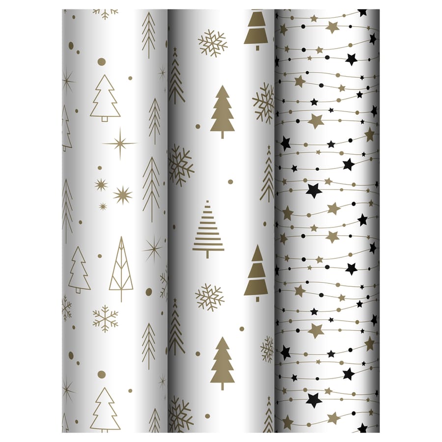 Упаковочная бумага глянц. 70*100см, MESHU "Gold NY pattern", 80г/м2, ассорти 3 дизайна, MS_66807