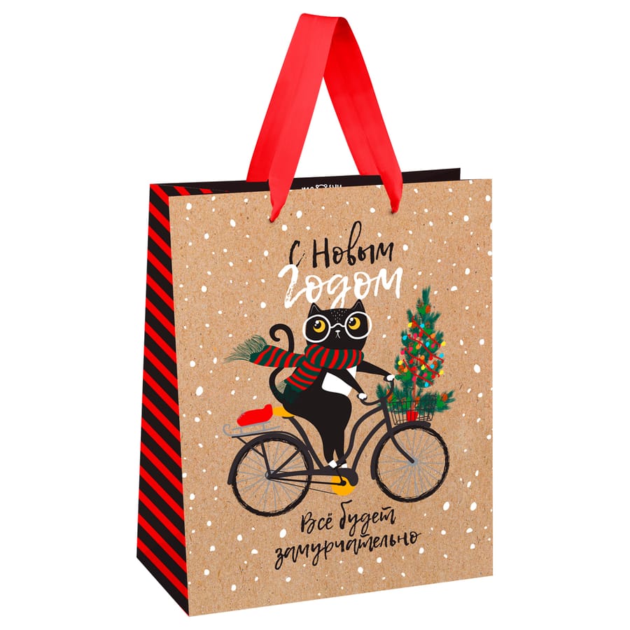 Пакет подарочный 18*23*10см MESHU "Cat's congrats ", крафт, MS_66114