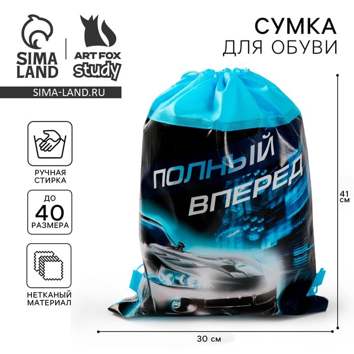 Мешок д/обуви "Полный вперед" 41*30*0,5см 2480071