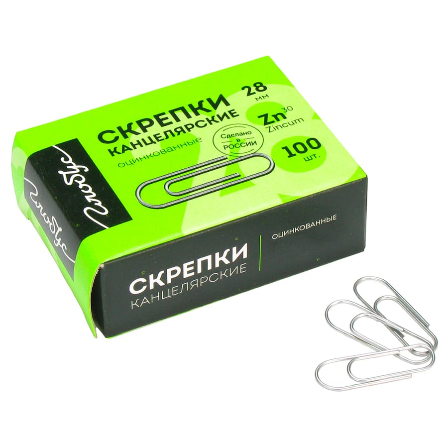 Скрепки канц 28мм оцинкованные 100шт GLOBUS к/к 4669509