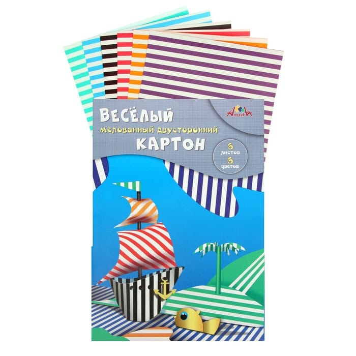 Картон цв/двустор А4/6л/6цв,мел 200гр/м2 С0151-01-5985336