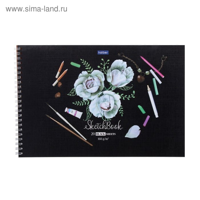 Альбом д/рис А4 20л 160г/м2 на гребне ScetchBook.Нежные цветы мел картон, подложка 5067137