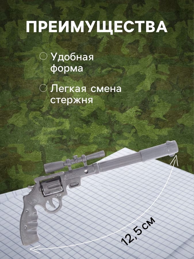 Ручка гел-прикол Револьвер 1197672