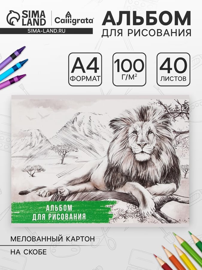 Альбом для рис на скр "Лев" А4/40л 100гр/м2 5666542