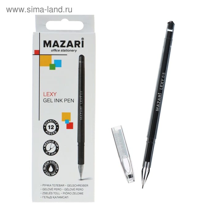 Ручка гелевая MAZARi LEXY, ЧЕРНАЯ, 0.5мм, узел-игла, однораз, ЦЕНА ЗА 1 ШТ    M-5507-71   1975744