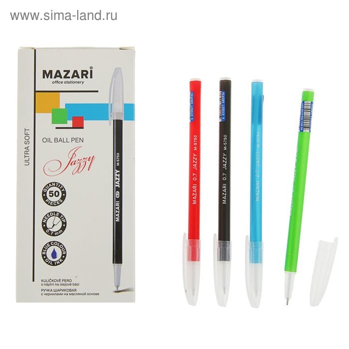 Ручка шариковая MAZARi Jazzy Ultra Soft 0.7мм синяя,игол.пиш.узел,№ 2472371, №5750