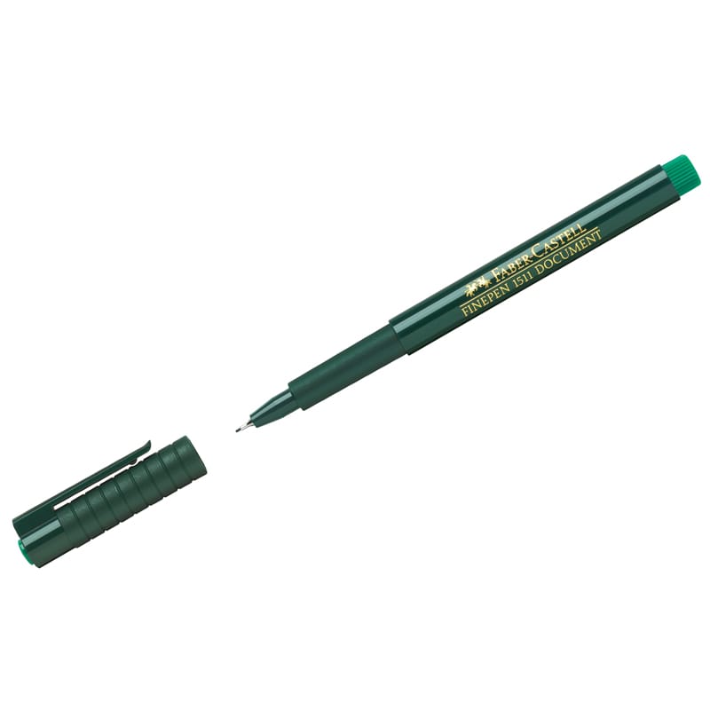 Ручка капиллярная Faber-Castell "Finepen 1511" зеленая, 0,4мм 151163