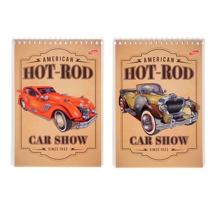 Блокнот 40л Wсп А5 кл  8460/2-EAC ВД лак "Hot-Rod (ретро-авто)"