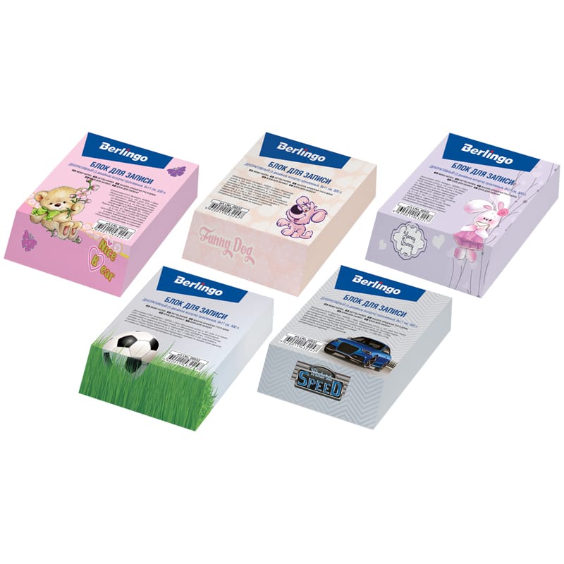 Блок для записи декоративный на склейке Berlingo, 9*11*3см "Kids Series", 5 диз LNn_00032
