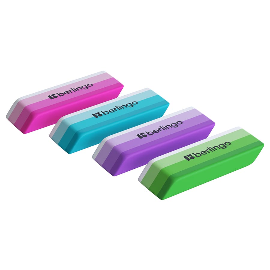 Ластик Berlingo "Stripes", прямоуг, скошенный, термопласт. резина,цвета ассорти,50*19*9мм,BLc_00600