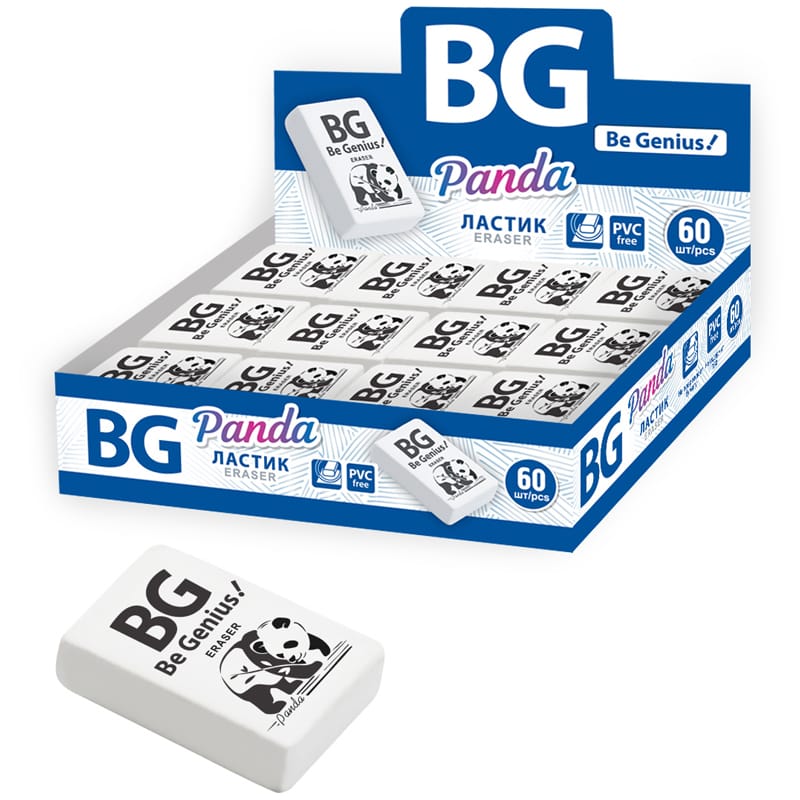Ластик BG "Panda", прямоугольный, термопластичная резина, ассорти, 27*19*9мм LWAL_S 6314