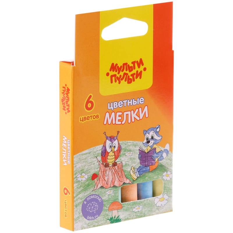 Мелки цветные Мульти-Пульти "Енот на опушке леса", 6цв., круглые, картонная коробка, европодвес ЦМ_3
