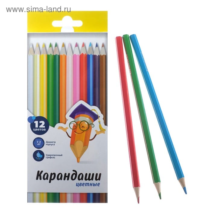 Карандаши цв. Silwerhof 134206-12 Народная коллекция 2.65мм шестигран. дерево 12цв. коробка/европод.