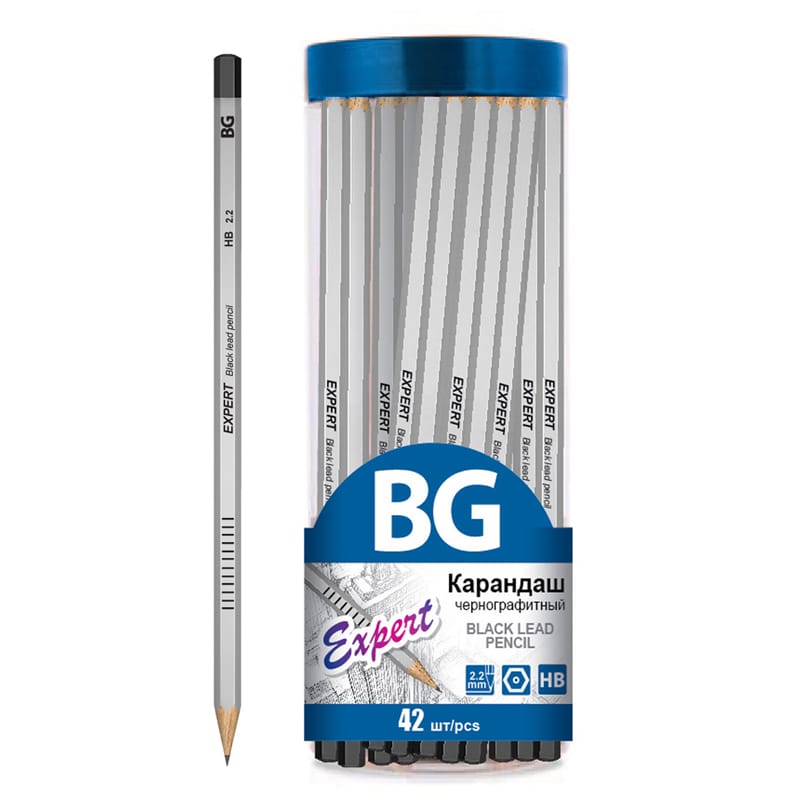 Карандаш ч/г BG "Expert" HB, шестигран., заточен, европодвес