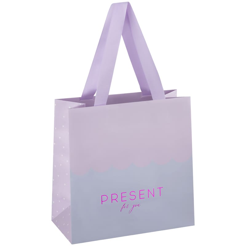 Пакет подарочный 20*20*10см MESHU "Wave Lilac", отд. фольгой, матовая ламинация