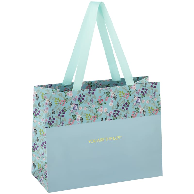 Пакет подарочный 23*18*10см MESHU "Pastel blue", отд. фольгой, матовая ламинация