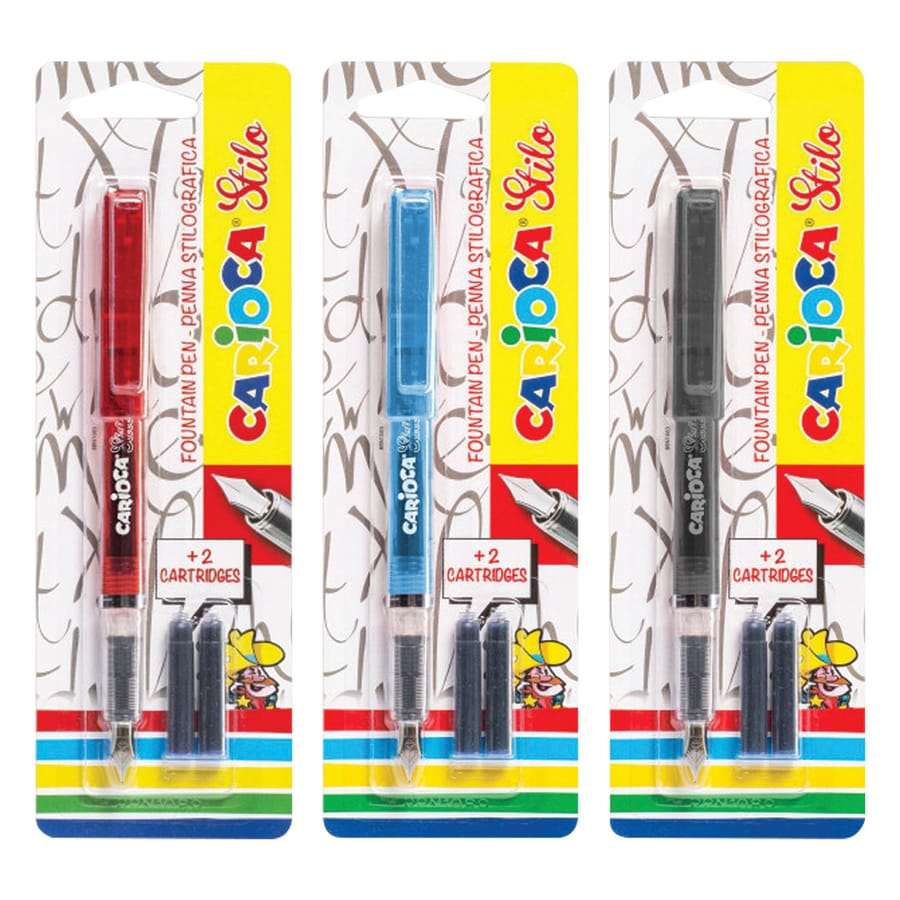 Ручка перьевая Carioca "Stilo", 3 картриджа, корпус ассорти, блистер