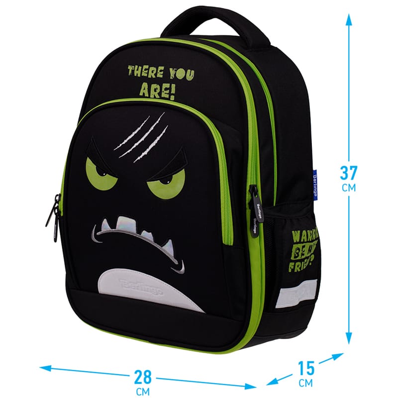 Ранец Berlingo облегченный Flash "Scary face" 37*28*16см, 2 отделения, 3 кармана, анатомическая спин