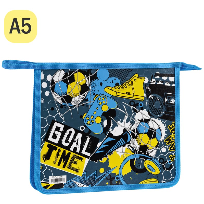 Папка для тетрадей 1 отделение А5 ArtSpace "Goal Time", пластик/картон, на молнии ПТ-715_42197