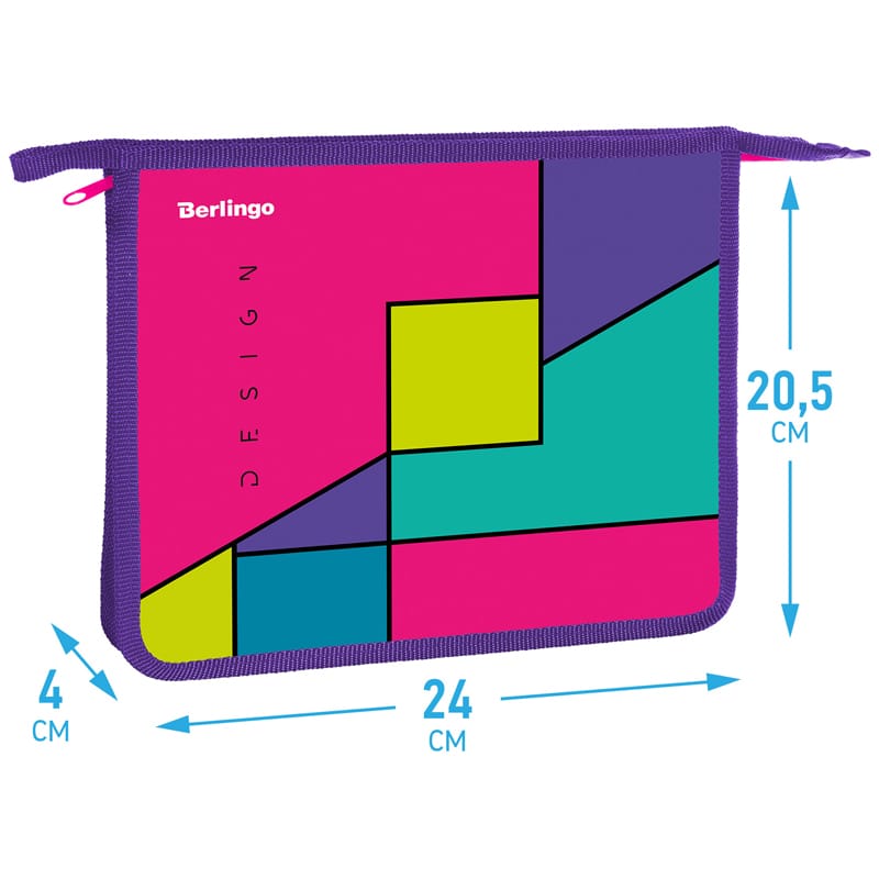 Папка для тетрадей 1 отделение, А5 Berlingo "Pink blocks", 240*205*40мм, пластик, на молнии PPA51054