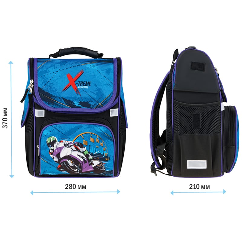 Ранец ArtSpace Junior "Moto" 37*28*21см, 1 отделение, 3 кармана, анатомическая спинка Uni_17709