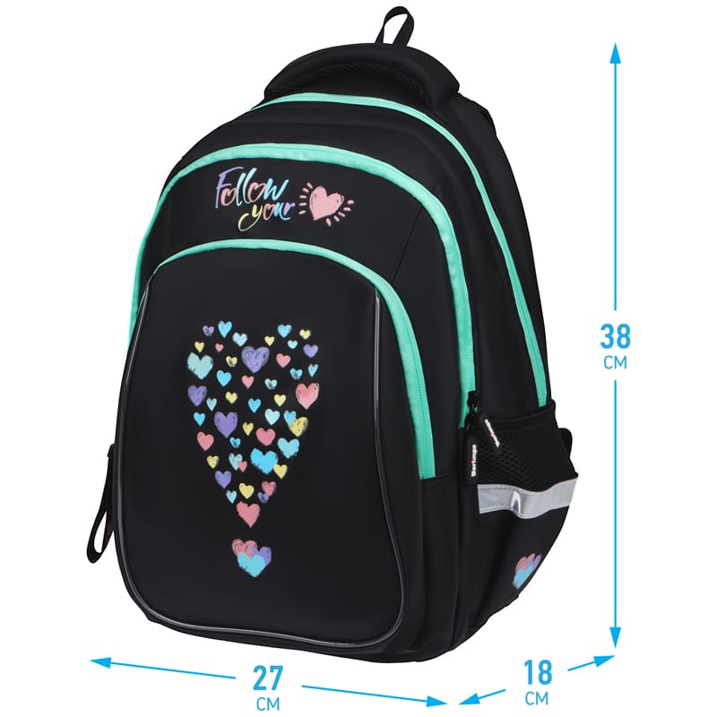 Рюкзак Berlingo Comfort "Follow your heart" 38*27*18см, 3 отделения, 3 кармана, эргономичная спинка