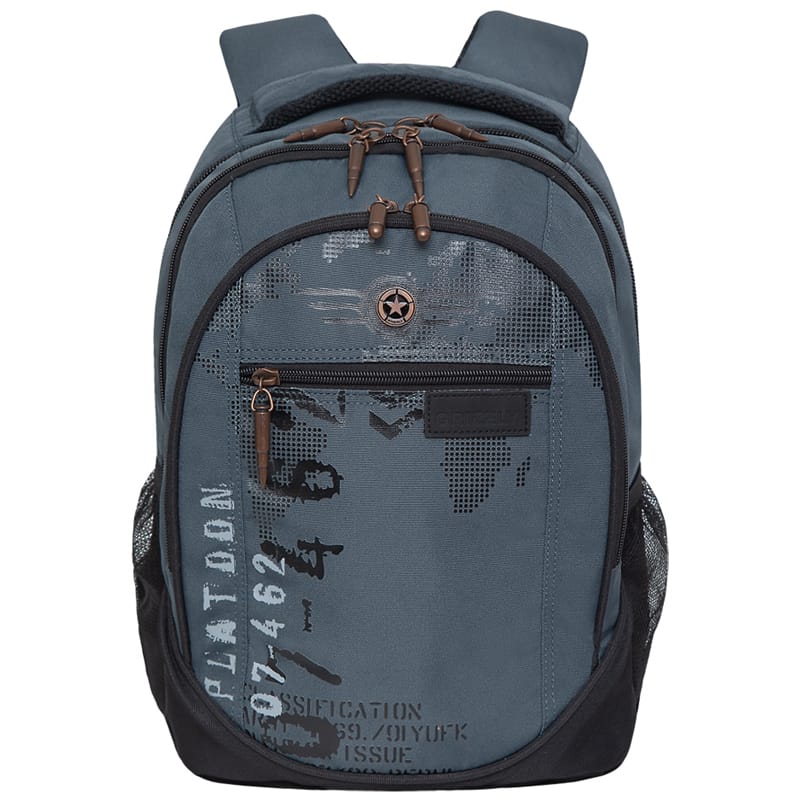 Рюкзак Grizzly, 28*44*23см, 3 отделения, 3 кармана, анатомическая спинка, серый RU-501-12/1