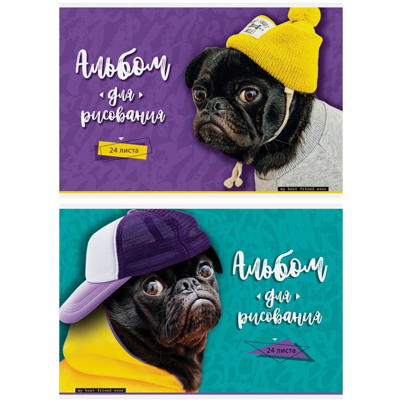 Альбом для рисования 24л., А4, на скрепке ArtSpace "Питомцы. Pug" А24_26218