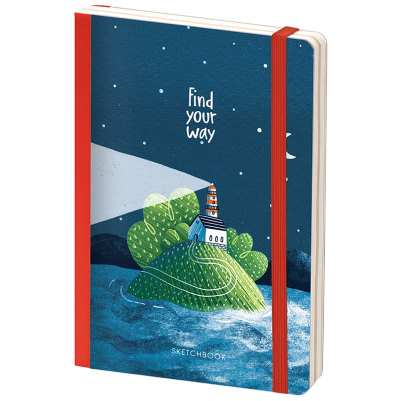 Скетчбук - альбом для рисования 80л., В6 "Find your way", 100г/м2, твердая обложка, карман, доп. лис